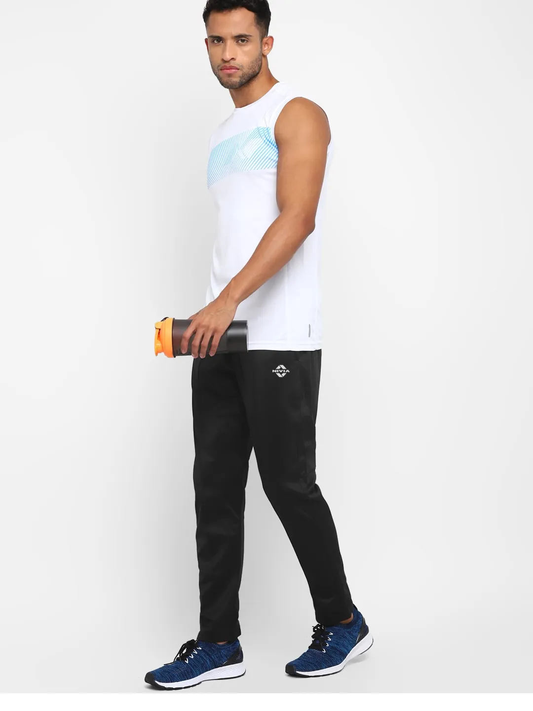 Nivia SuperPoly Lower for Men/Knitted heavy Polyester lower with Zipper Pocketfor Men - Black