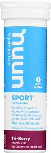 Nuun Active: Tabletas de bebida mejoradas con electrolitos Tri-Berry (3 paquetes de 10 tabletas)