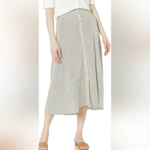 NWOT Max Studio Preppy Diagonal Pinstripe Linen Cottagecore Midi Skirt Size S