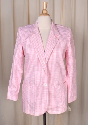 NWT 1980s Pink Gingham Blazer Jacket