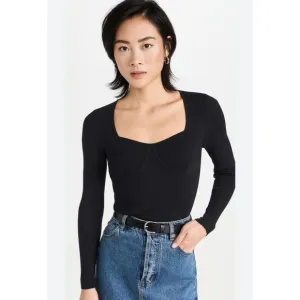 NWT Madewell Wide Ribbed Long Sleeve Corset Sweater In Black Size XS
