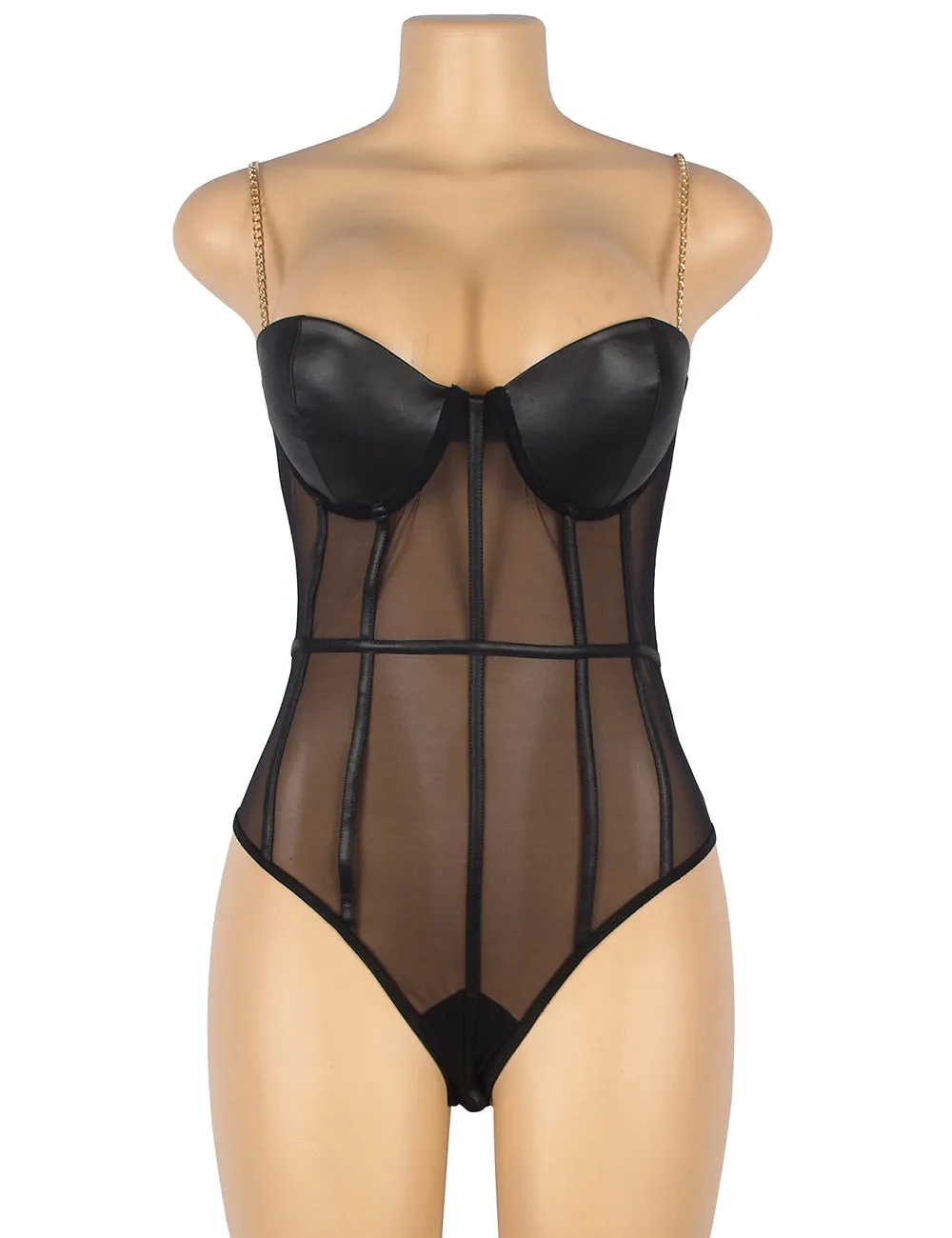 One Piece Metal Strap See Through Underwire Bodysuit Lingerie Egypt