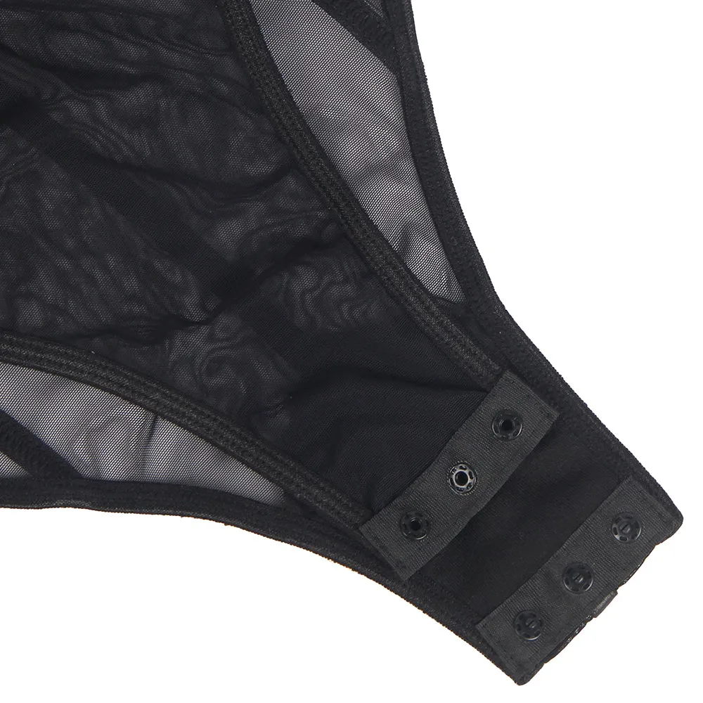 One Piece Metal Strap See Through Underwire Bodysuit Lingerie Egypt