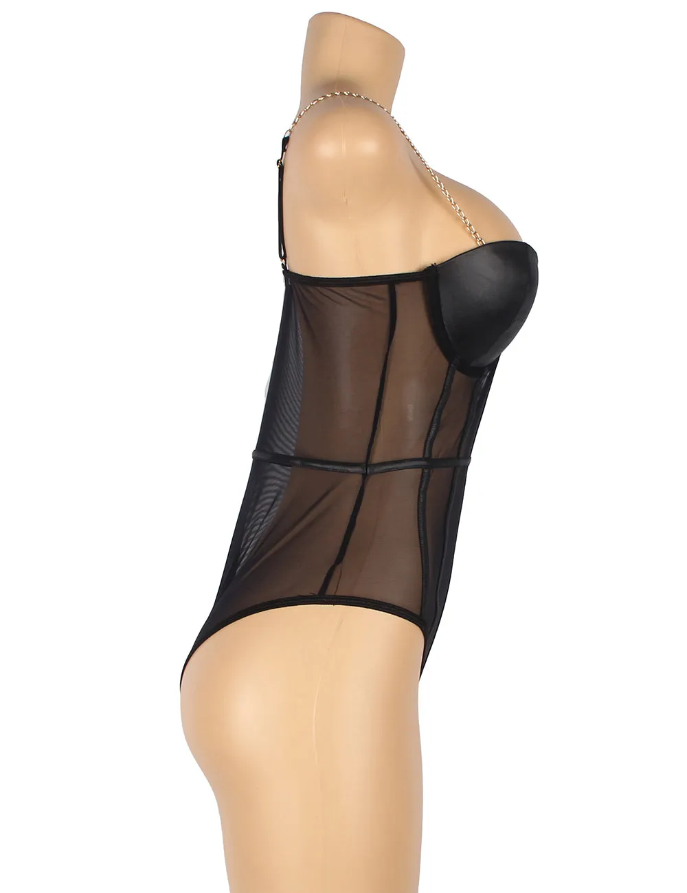 One Piece Metal Strap See Through Underwire Bodysuit Lingerie Egypt