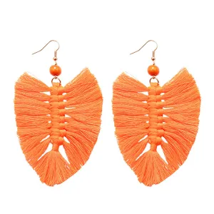 Orange Howlite Palm Leaf Drop Earrings