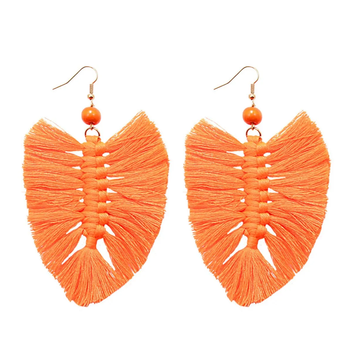 Orange Howlite Palm Leaf Drop Earrings