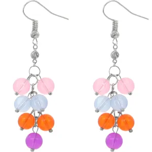 Orange Multicolor Beaded Dangle Earrings