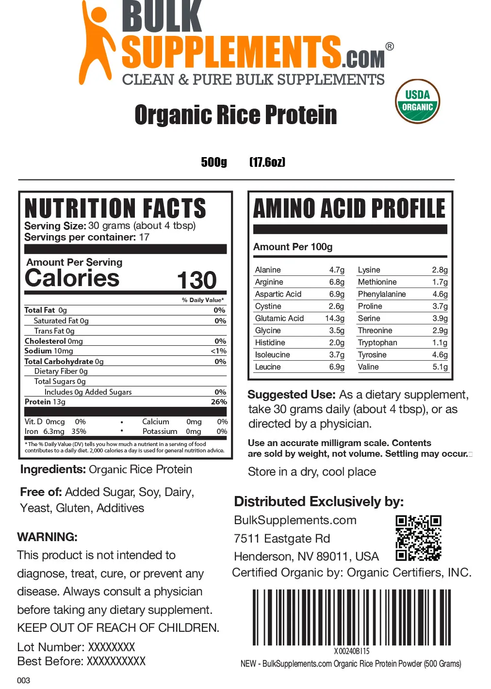 Organic Rice Protein Powder