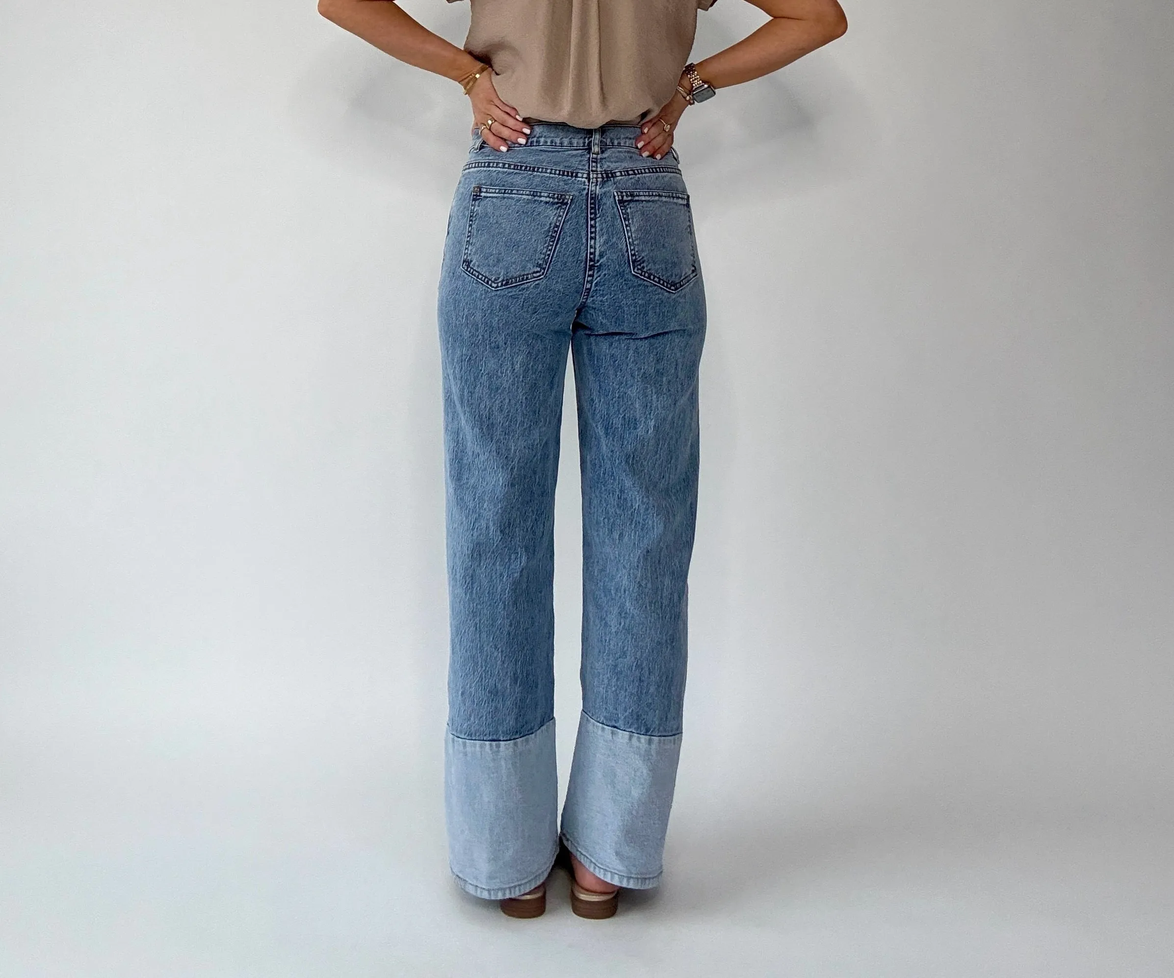 Pacific Coast Contrast Hem Wide Leg Jean