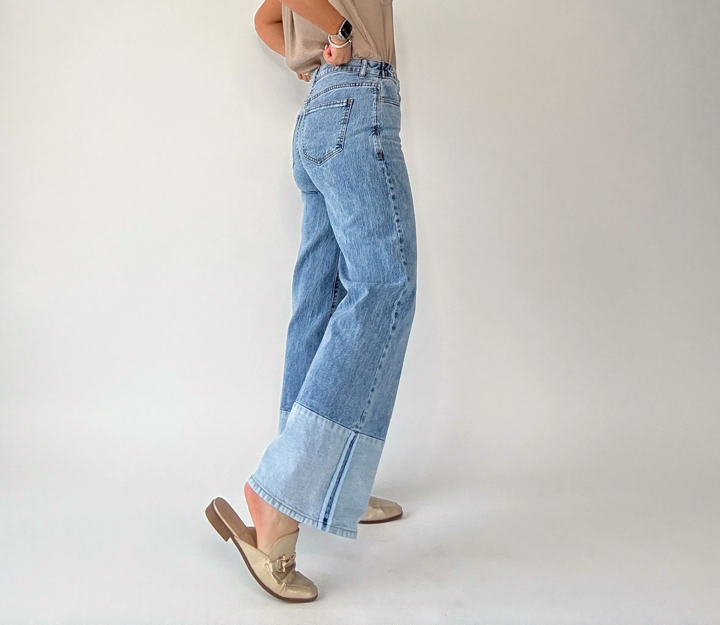 Pacific Coast Contrast Hem Wide Leg Jean