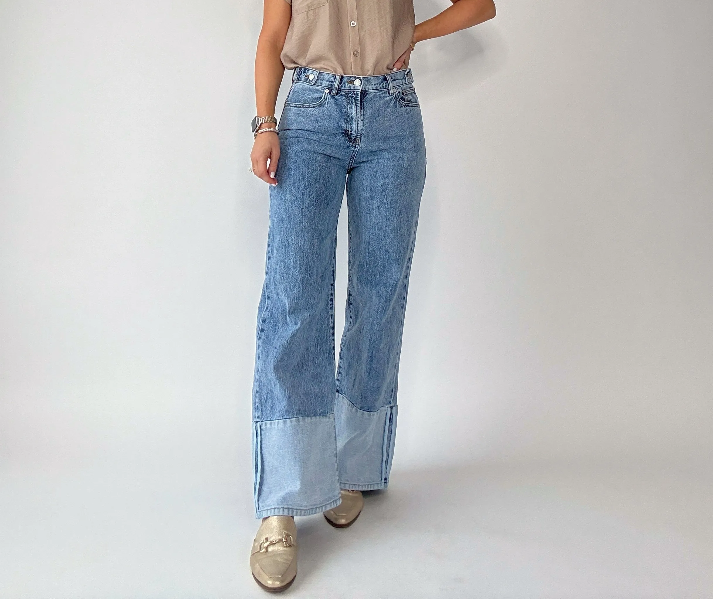 Pacific Coast Contrast Hem Wide Leg Jean