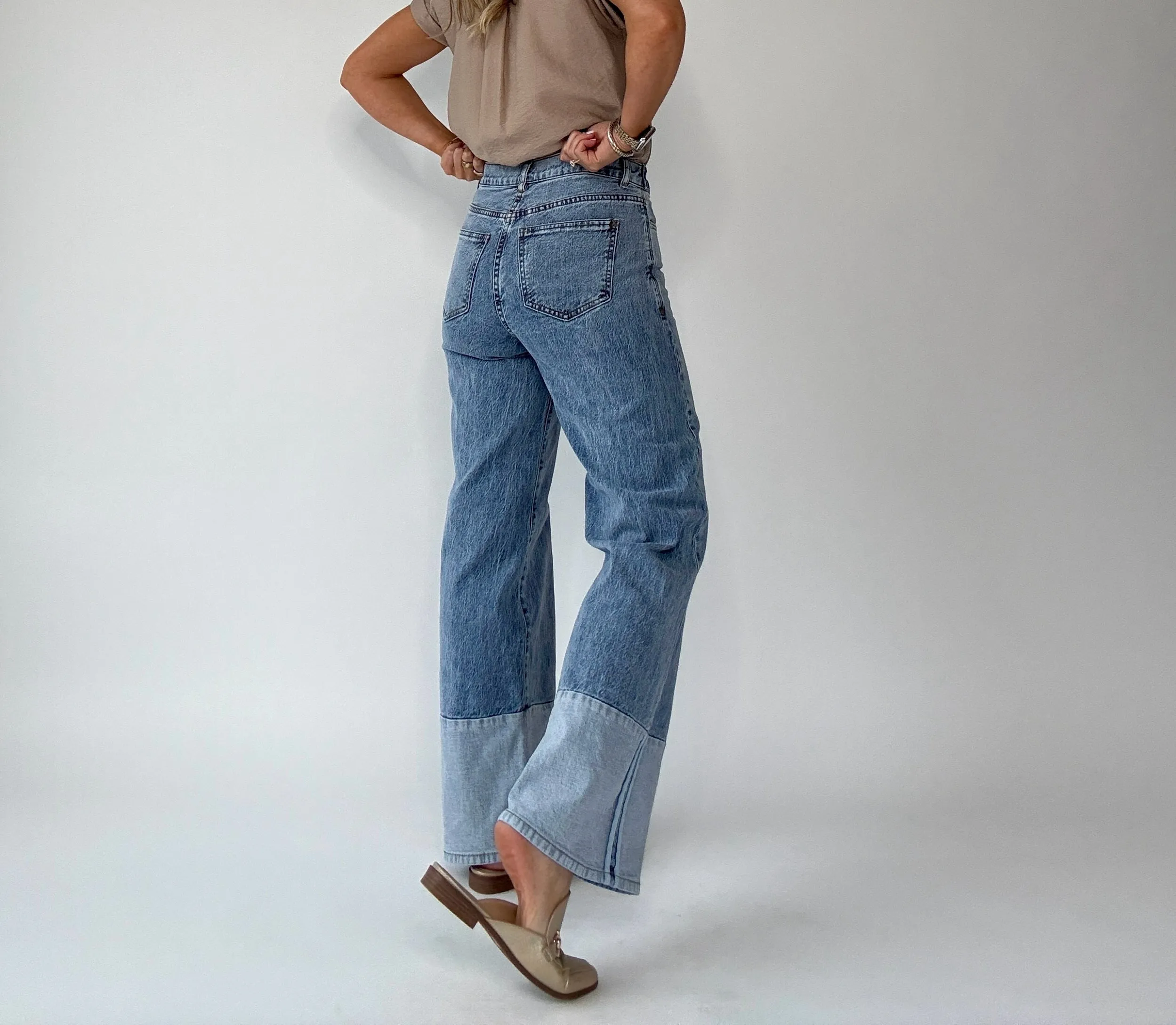 Pacific Coast Contrast Hem Wide Leg Jean