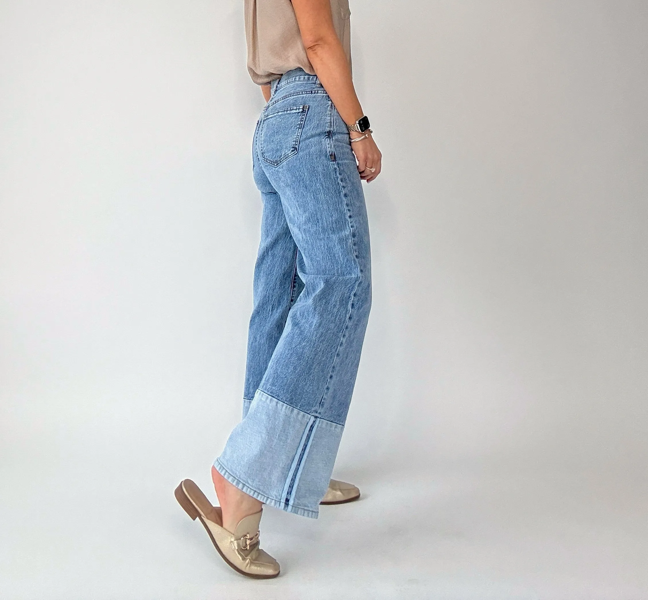 Pacific Coast Contrast Hem Wide Leg Jean