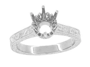 Palladium Art Deco 1.25 - 1.50 Carat Crown Filigree Engagement Ring Setting