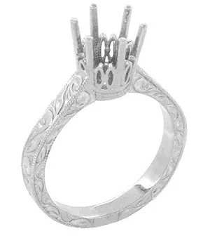 Palladium Art Deco 1.25 - 1.50 Carat Crown Filigree Engagement Ring Setting