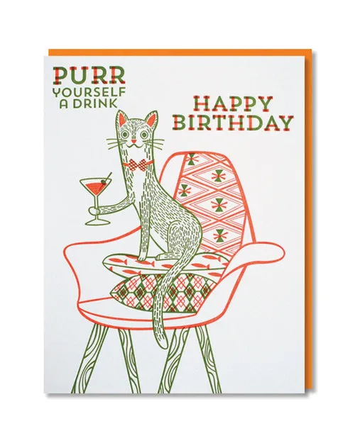 Paper Parasol Press - Purr Yourself a Drink Birthday Card