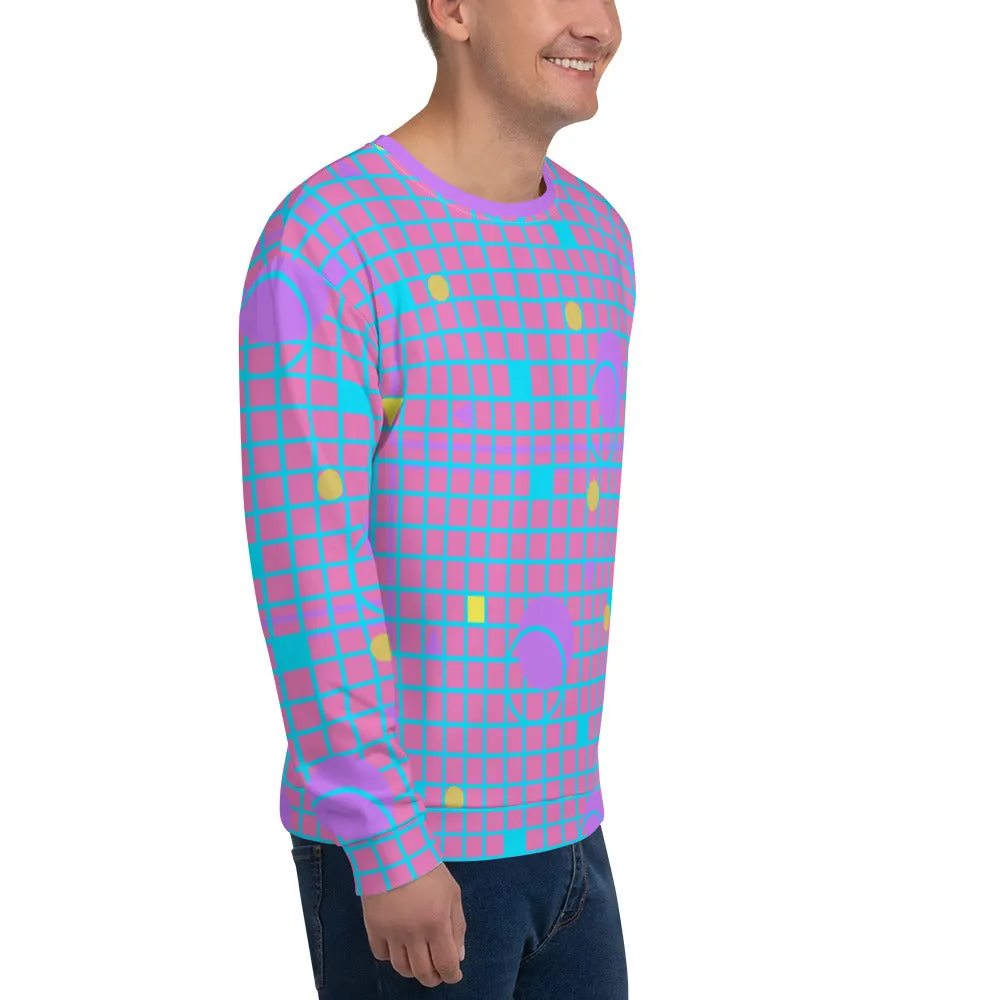 Patterned Unisex Sweatshirt | Memphis Vapor Grid