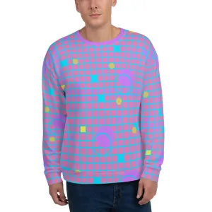 Patterned Unisex Sweatshirt | Memphis Vapor Grid
