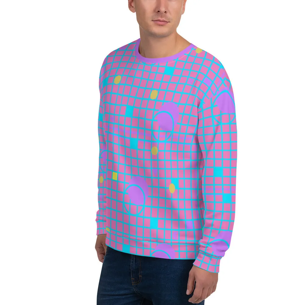 Patterned Unisex Sweatshirt | Memphis Vapor Grid