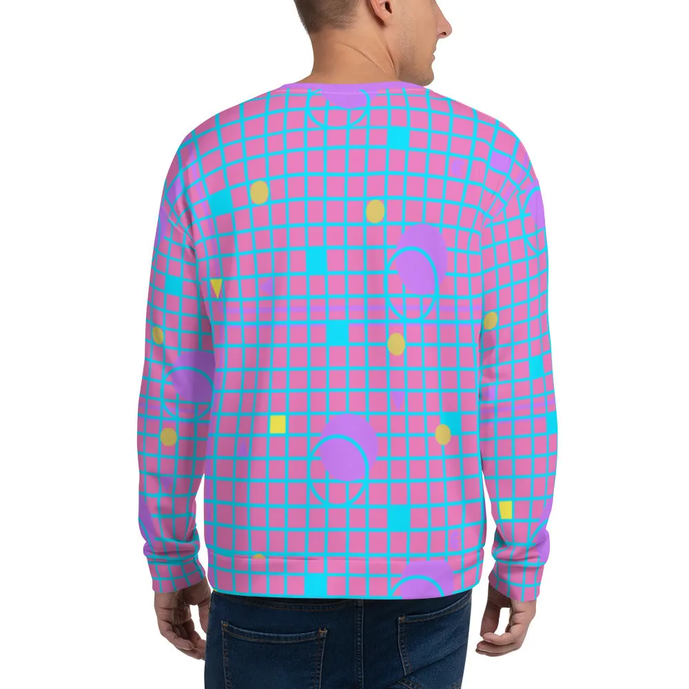 Patterned Unisex Sweatshirt | Memphis Vapor Grid