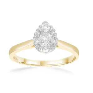 Pear Shape Ring with 0.45ct of Diamonds in 9ct Yellow Gold