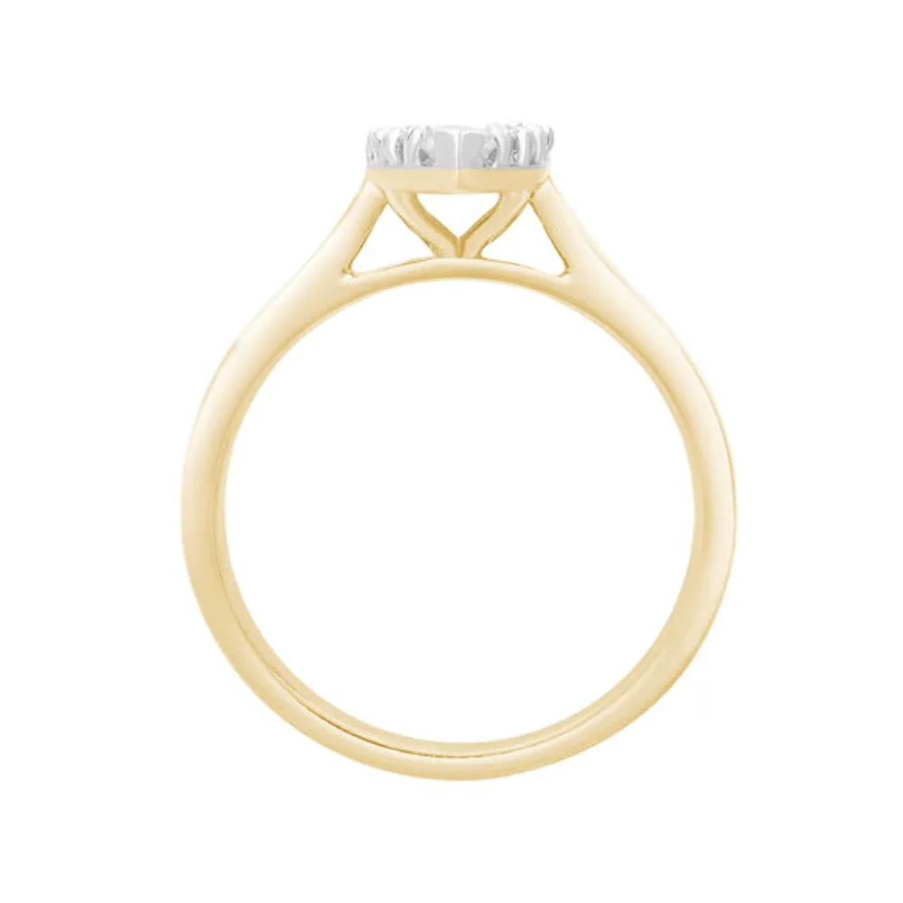 Pear Shape Ring with 0.45ct of Diamonds in 9ct Yellow Gold