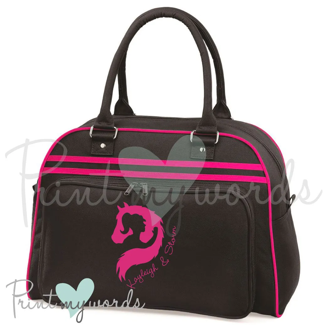 Personalised Equestrian Retro Bowling Bag - Hug Design