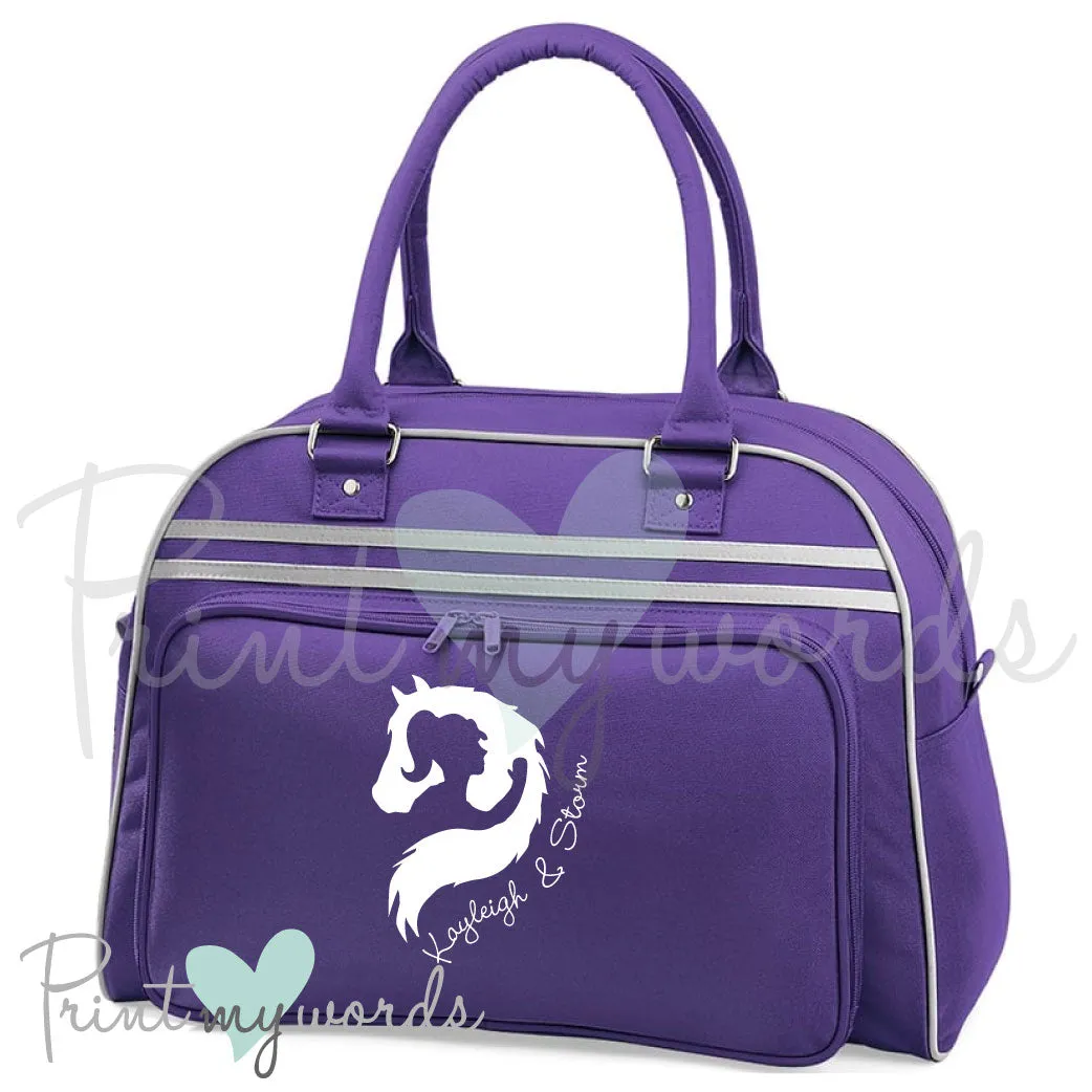 Personalised Equestrian Retro Bowling Bag - Hug Design