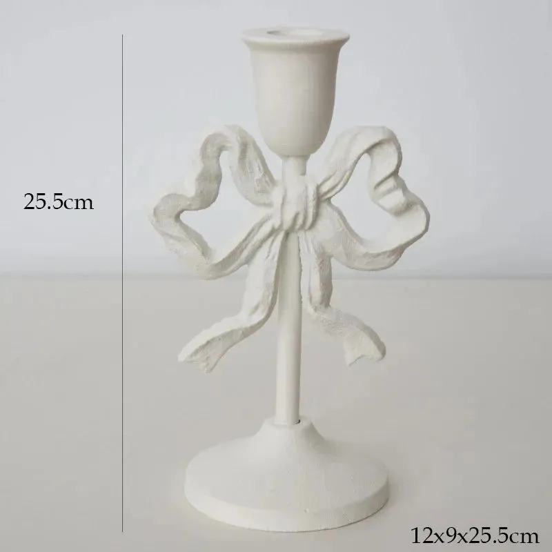 Pink Bow Knot Iron Candlestick Holder