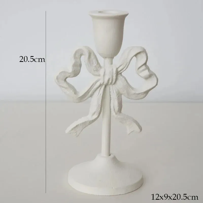 Pink Bow Knot Iron Candlestick Holder
