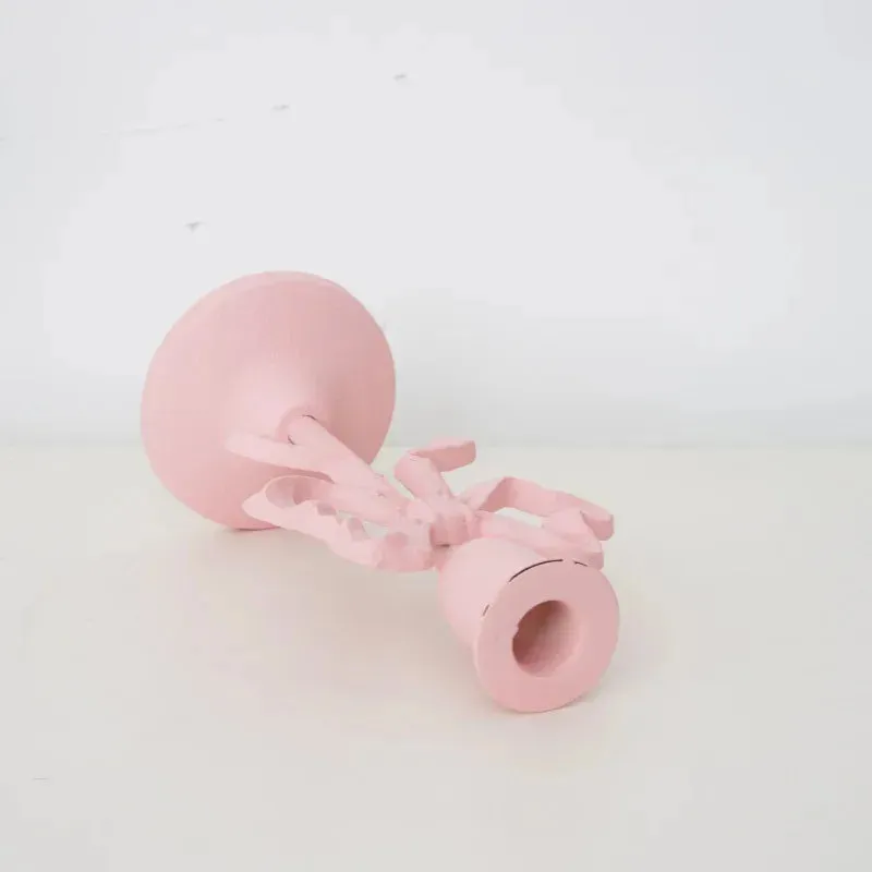 Pink Bow Knot Iron Candlestick Holder