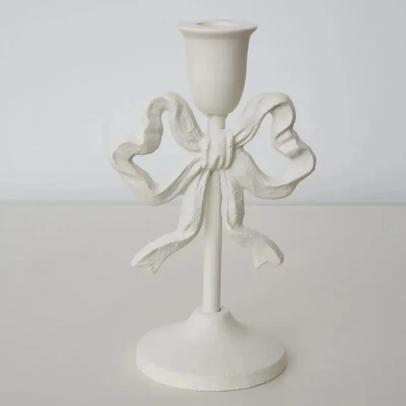 Pink Bow Knot Iron Candlestick Holder