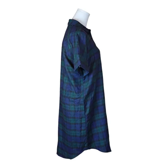 Pistola Plaid Button-Down Shirt Dress Small Oversized Grunge Casual Preppy