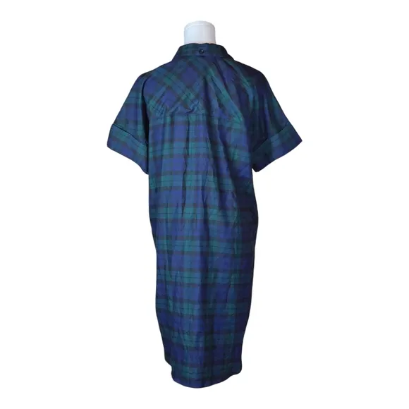 Pistola Plaid Button-Down Shirt Dress Small Oversized Grunge Casual Preppy