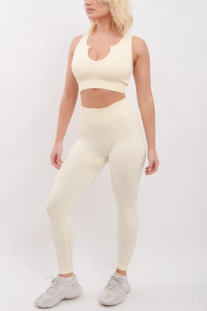 Plain Seamless Ribbed Gym Nylon Legging