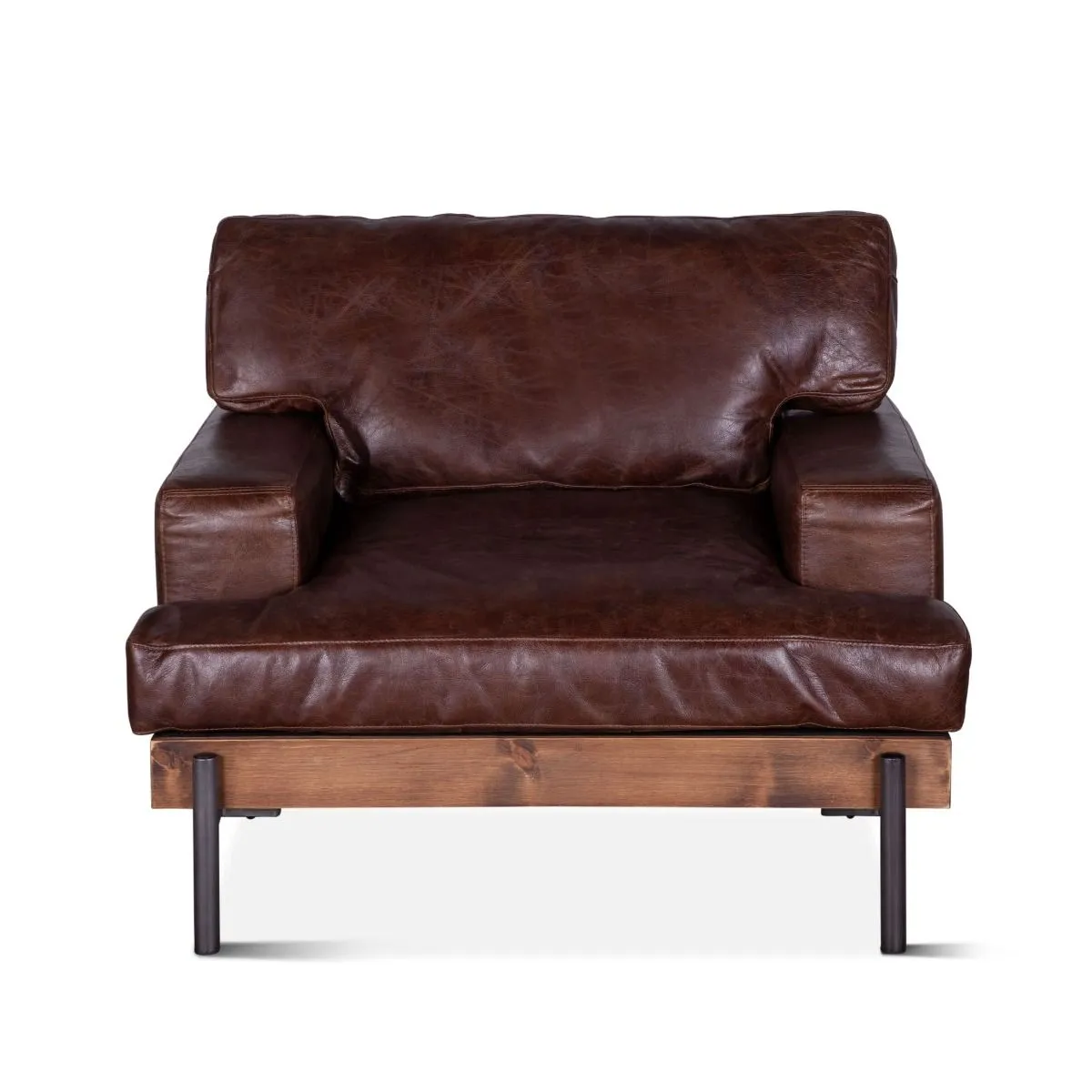 Portofino Industrial Leather Arm Chair, Geisha Brown