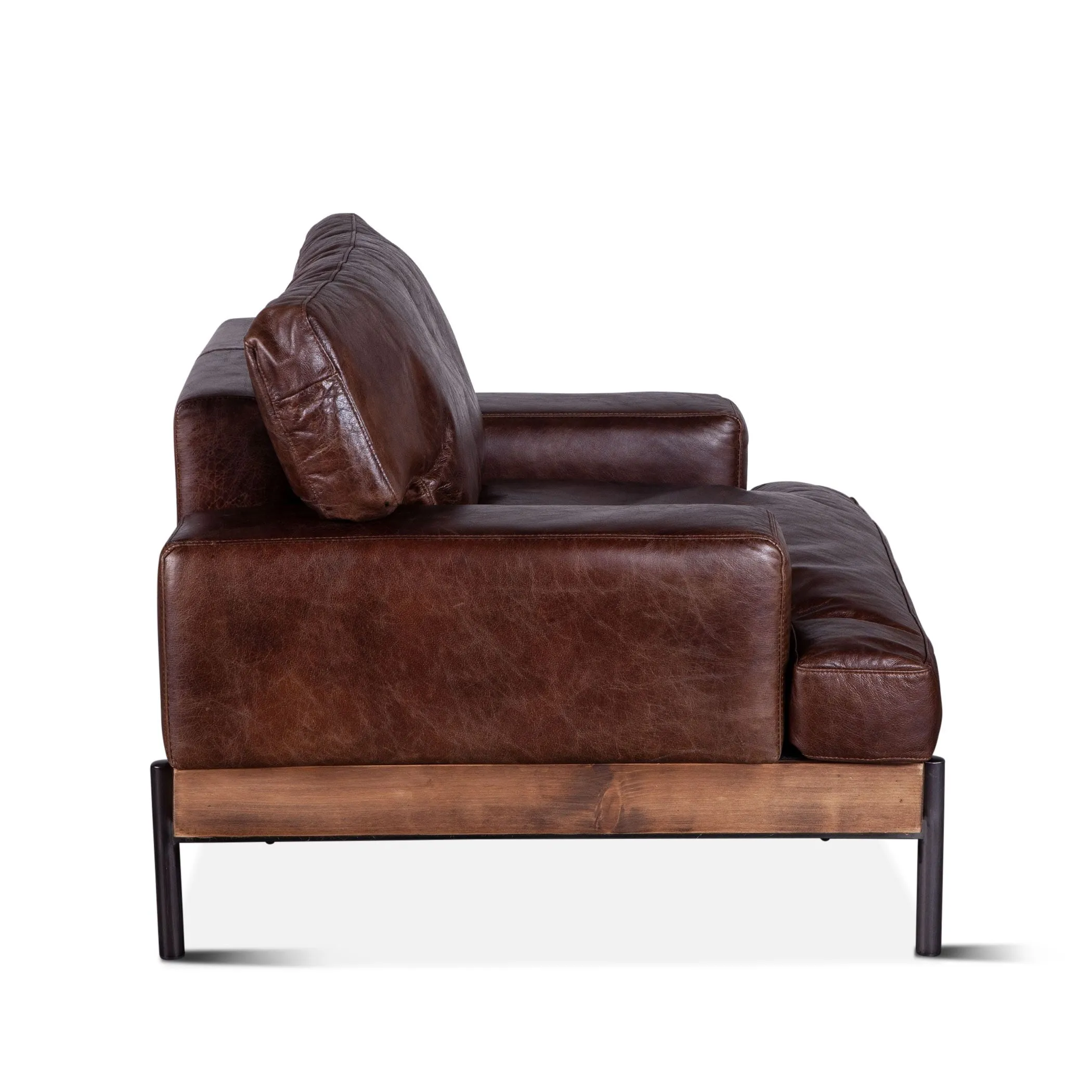 Portofino Industrial Leather Arm Chair, Geisha Brown