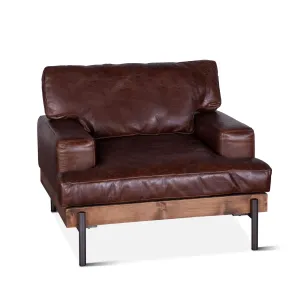 Portofino Industrial Leather Arm Chair, Geisha Brown