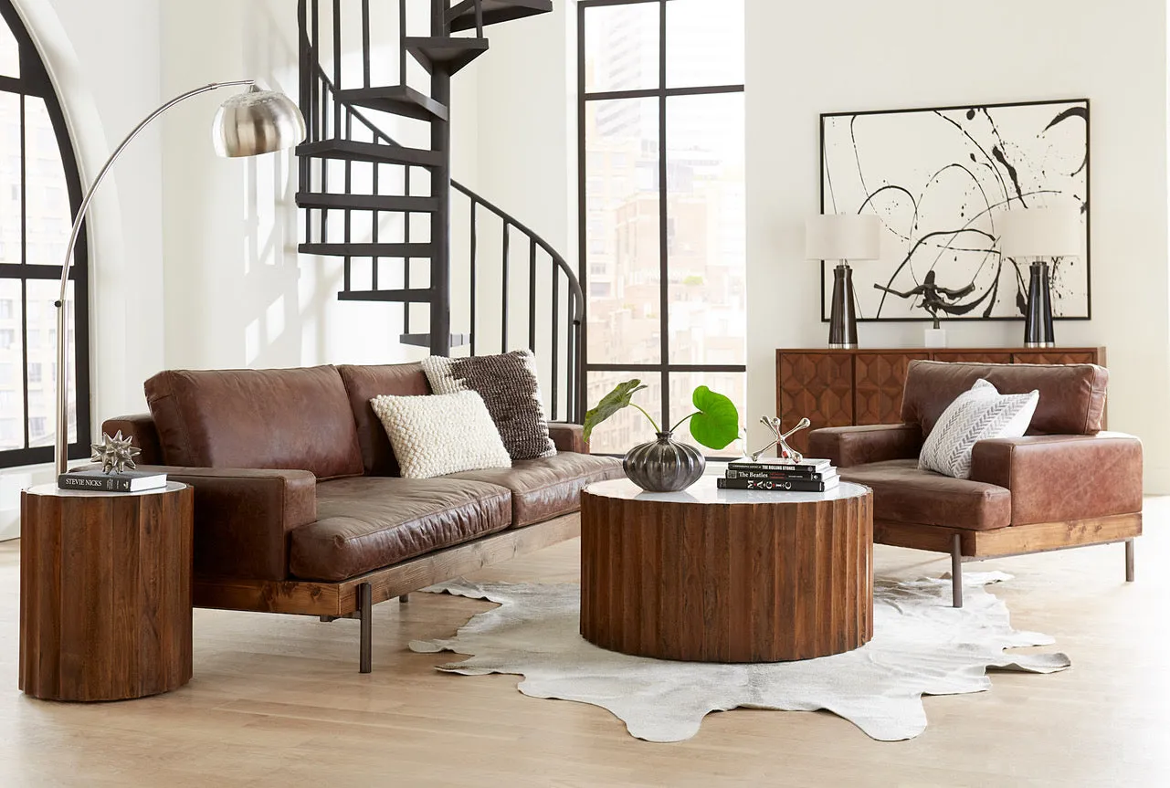 Portofino Industrial Leather Arm Chair, Geisha Brown