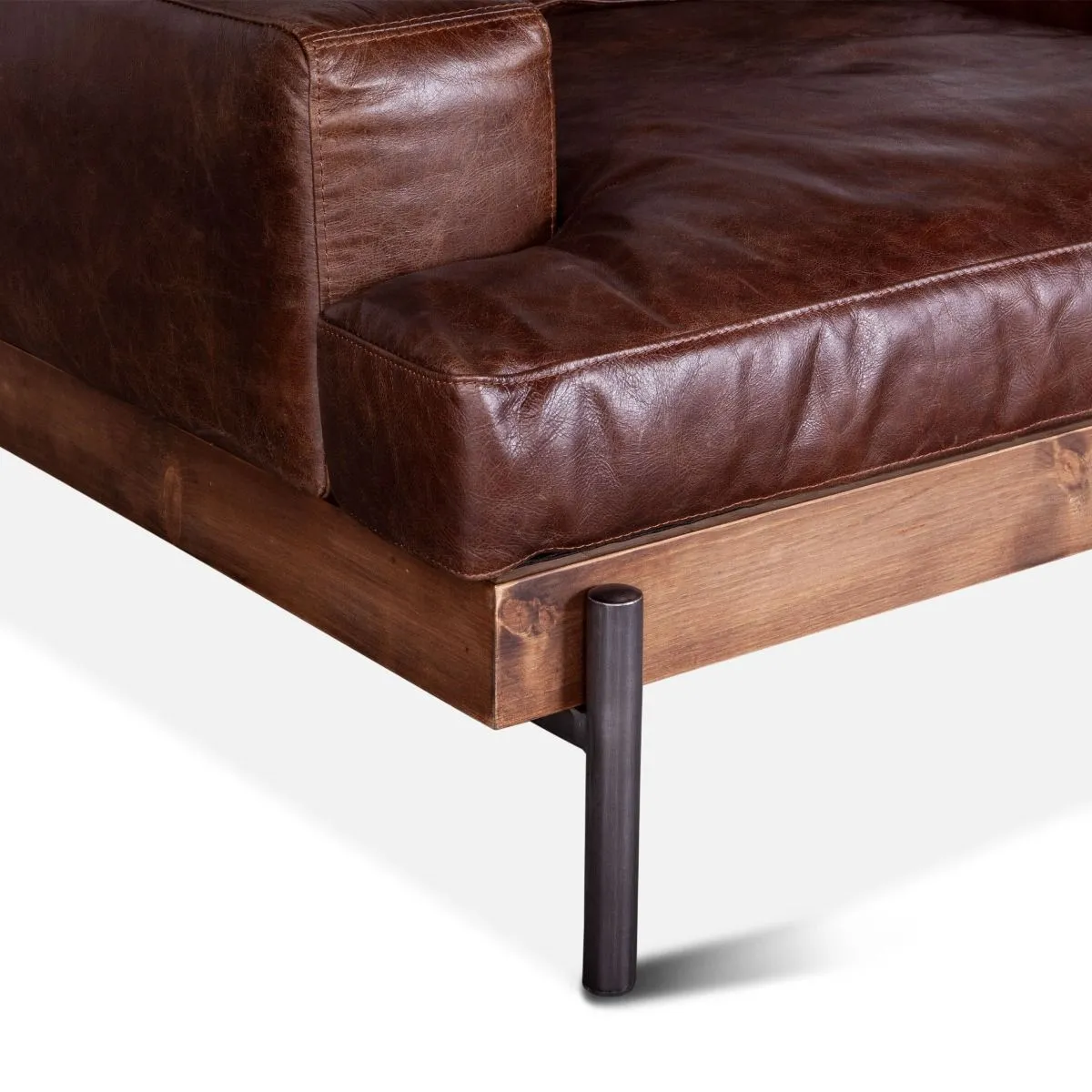 Portofino Industrial Leather Arm Chair, Geisha Brown