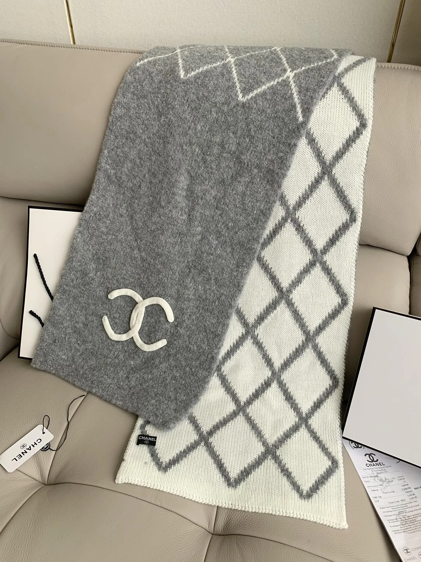 Premium 24b knitted scarf cashmere