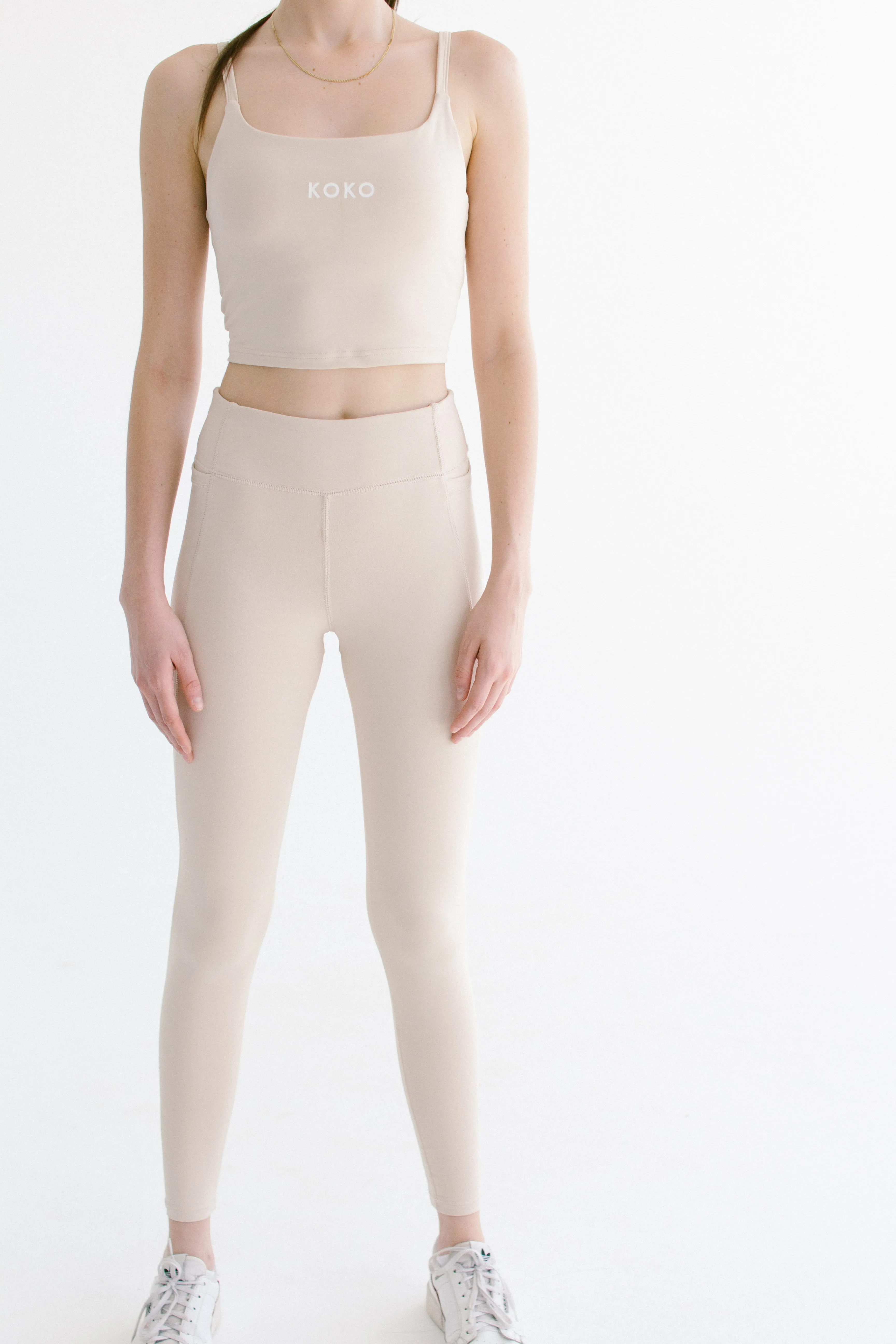 Premium Luxe Tank Sports Bra - Vanilla Latte