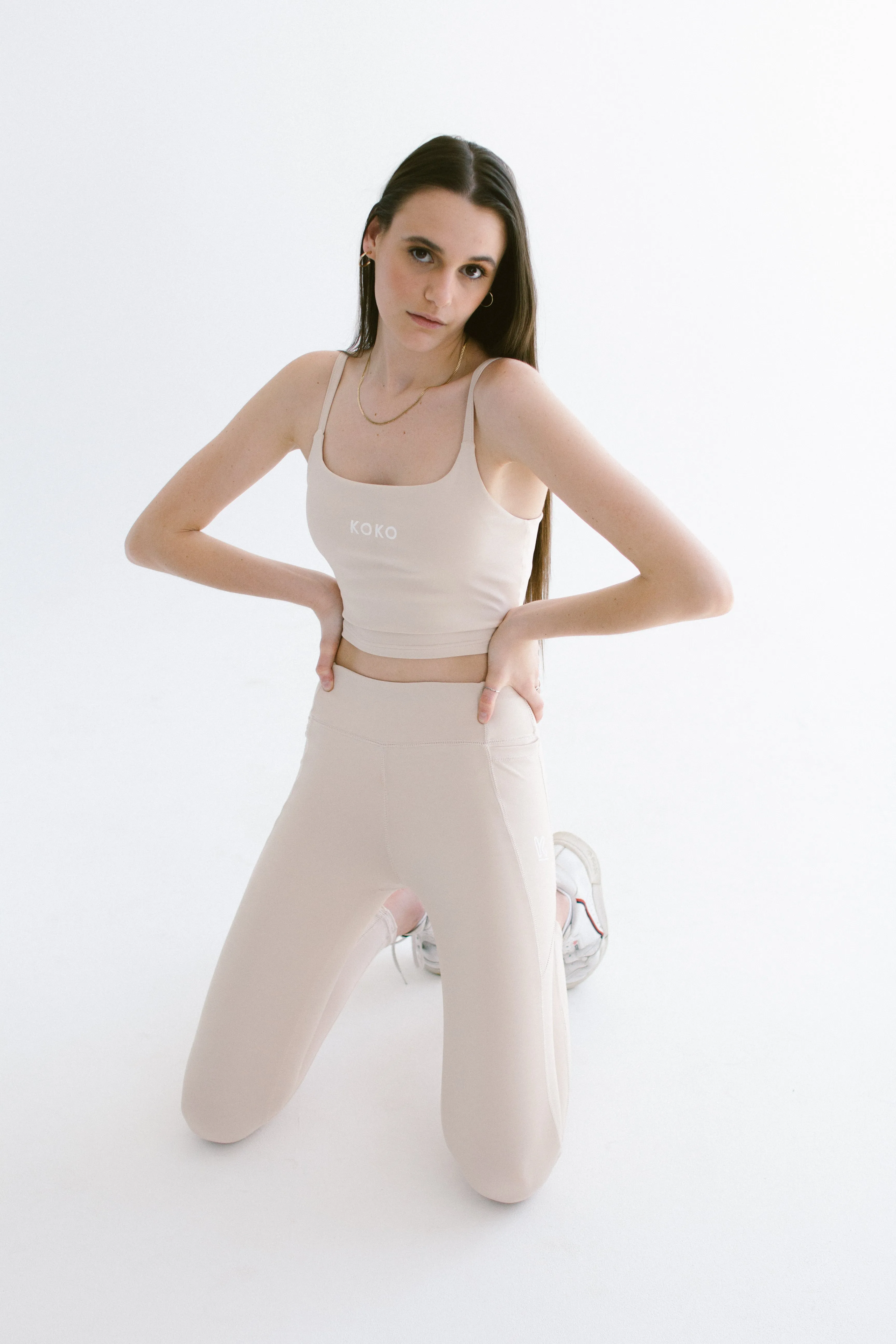 Premium Luxe Tank Sports Bra - Vanilla Latte