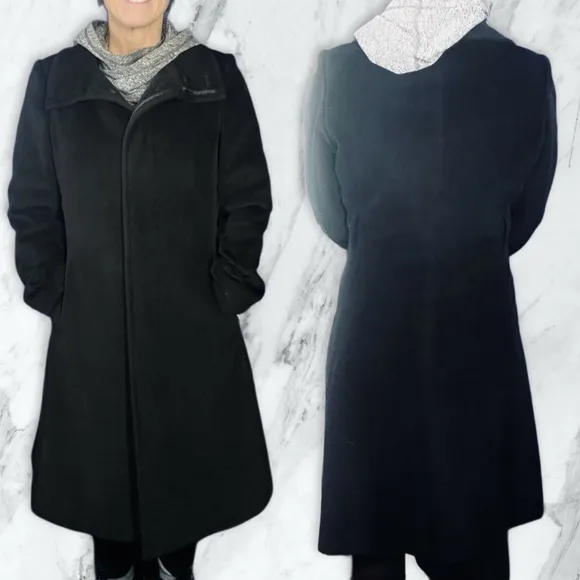 •|•PRESTON &amp; YORK•| Angora   Wool Full Length Coat Black Size 8