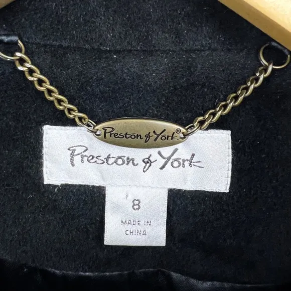 •|•PRESTON &amp; YORK•| Angora   Wool Full Length Coat Black Size 8