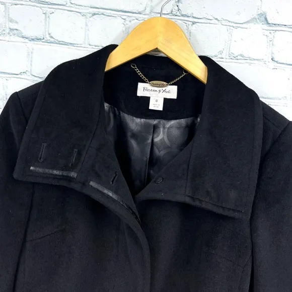 •|•PRESTON &amp; YORK•| Angora   Wool Full Length Coat Black Size 8