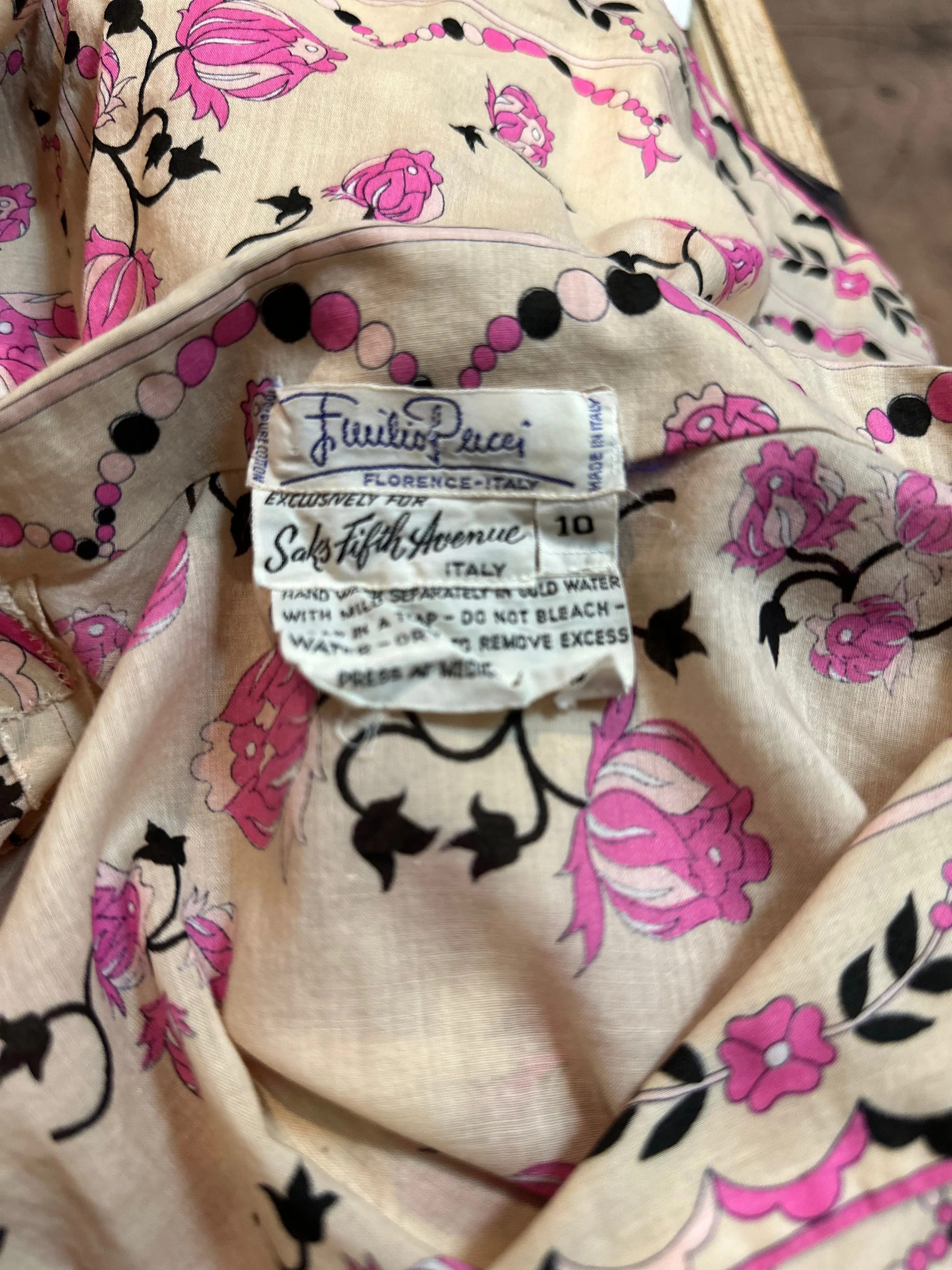 Pucci 1960's Pale Pink Floral Cotton Dress