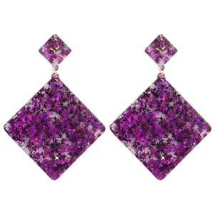 Purple Resin & 18K Gold-Plated Star Rhombus Earrings