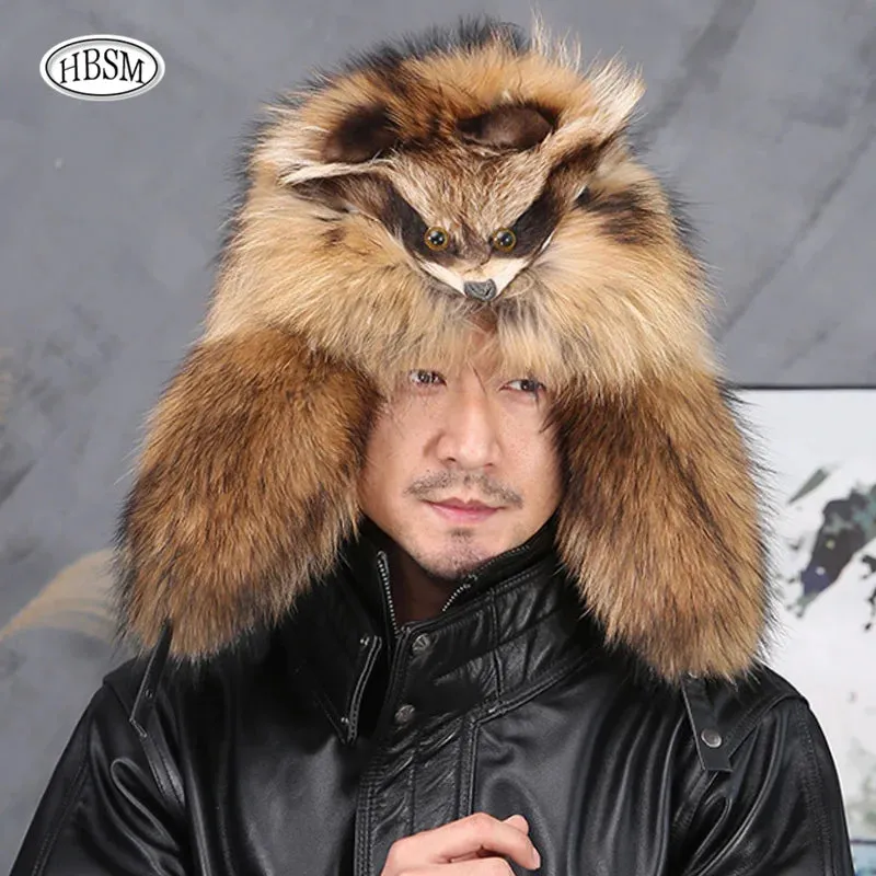 Raccoon Fur Bombers Hats