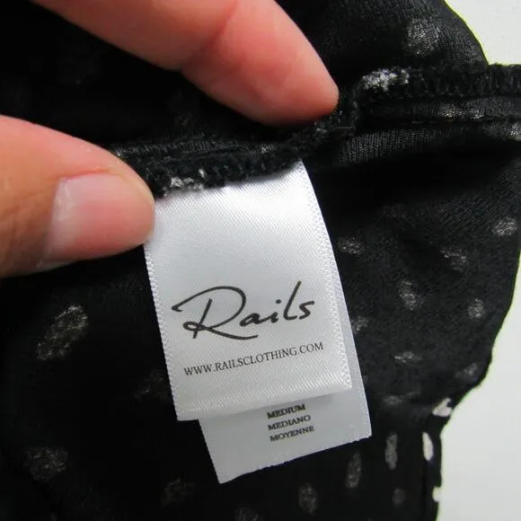 Rails Women's Size Medium Anya High Waist Ivory Dots Black Midi Swing Skirt